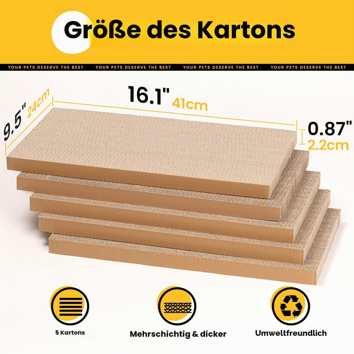 Conlun 5er-Pack Kratzbrett Katze mit Box, Grosses Beidseitiges Design, Interaktive Öffnungen, Sauber