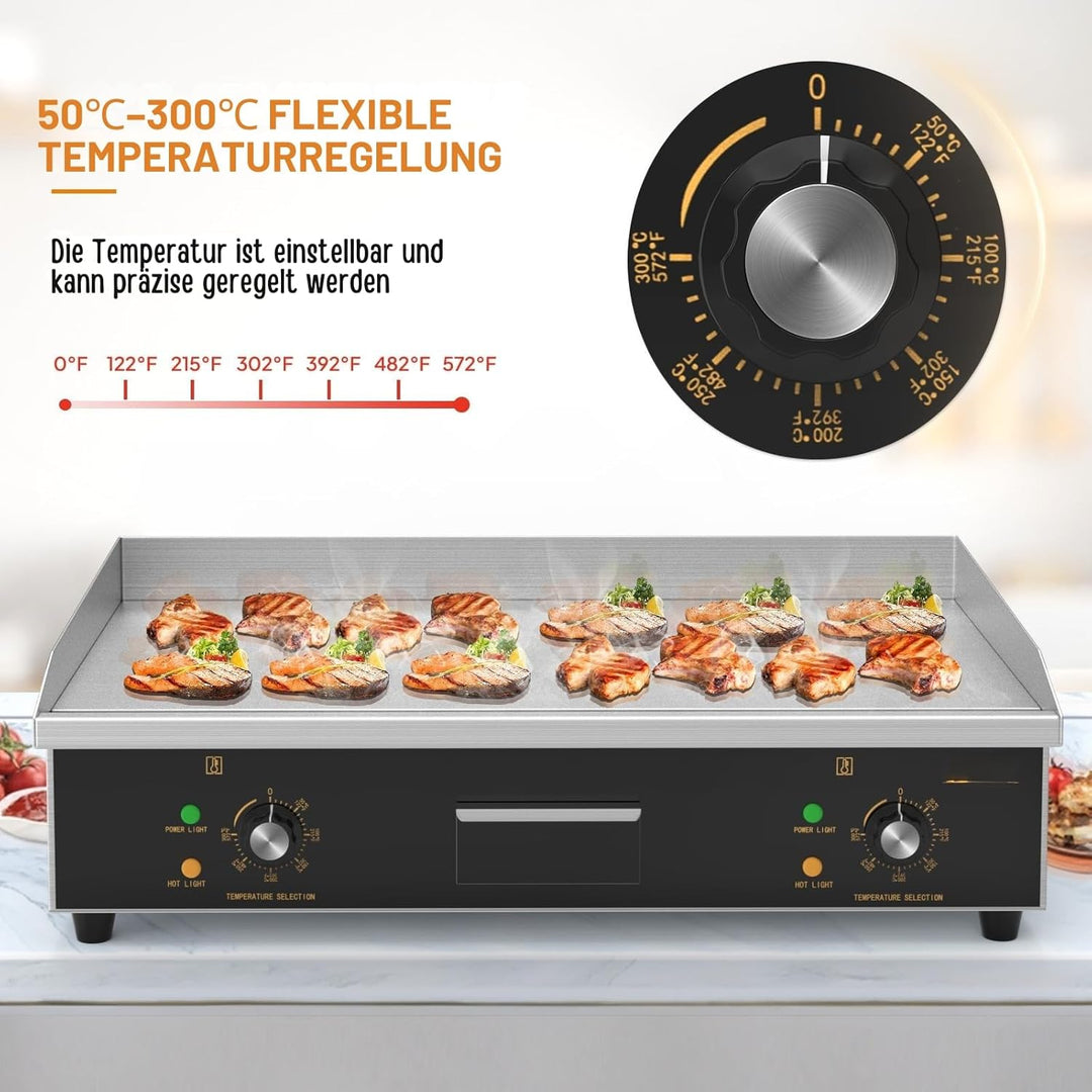 LEADZM Kommerzieller Elektrogrill Elektrisch Tischgrill, 4400W Grillplatte einstellbare Temperatur v