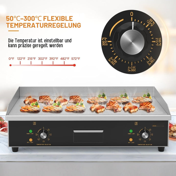 LEADZM Kommerzieller Elektrogrill Elektrisch Tischgrill, 4400W Grillplatte einstellbare Temperatur v