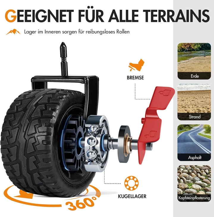 Portal Bollerwagen faltbar XXXL 600L Grosse Ladefläche 180kg Belastbar Ultrabreit Handwagen mit Seit