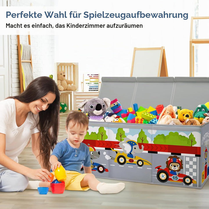 Extra Gross Aufbewahrungsbox mit Deckel Kinder, Zusammenklappbare Oxford-Spielzeugkiste mit Griff fü