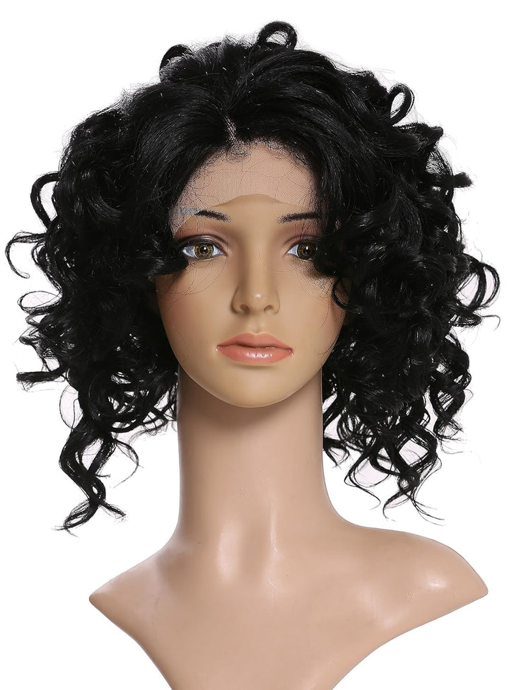 WIG ME UP - MLU16-MF-1 Perücke Damenperücke Lace-Front Teil-Mono Wild Gelockt Locken Schwarz