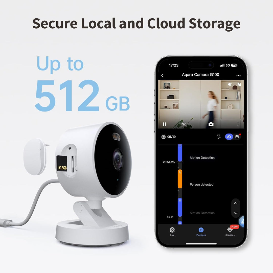 Aqara G100, 2K Sicherheitskamera für Innen &amp; Aussenbereich, HomeKit Secure Video, 2-Wege-Audio, Sche
