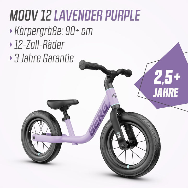 BERG MOOV 12 Laufrad | ab 2,5 Jahre | 12 Zoll | Lauflernrad bis 30 kg mit Luftreifen | Lenkrad und S