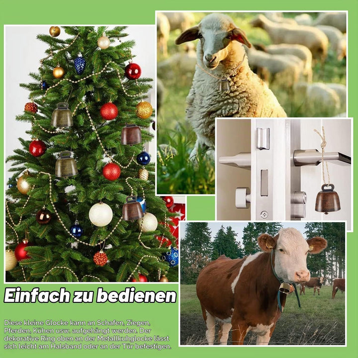 cersaty® 12 STK Ziegenglocke Kuhglocken Klein, Vintage kuhglocke,35 x 37 mm Glöckchen zum Basteln,fü