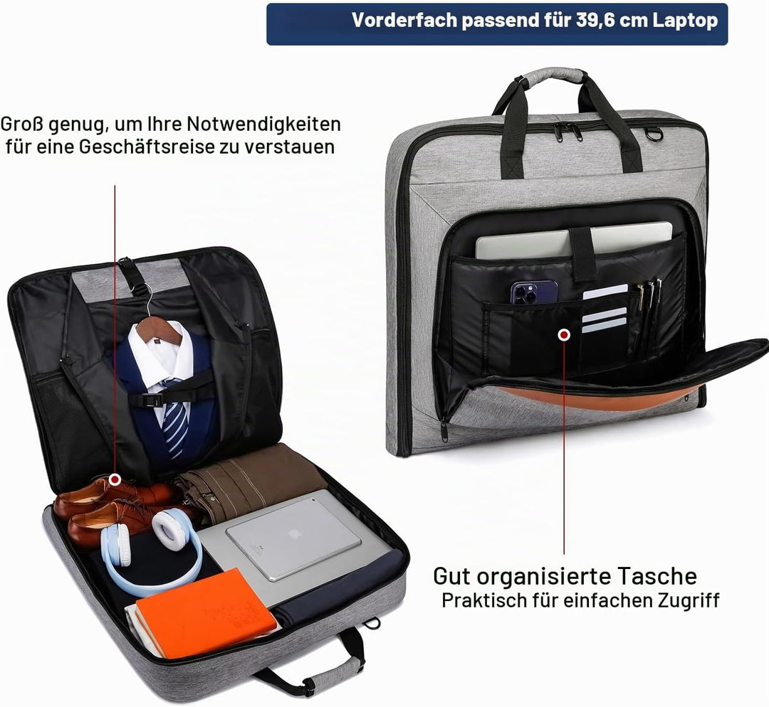 Reise Anzugtasche für Herren - Grosser 40 Zoll Handgepäck Kleidersack für bis zu 3 Anzüge bei Busine