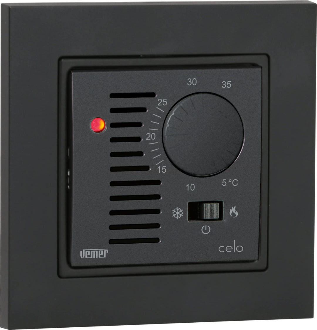 VEMER VE789401 CELO INT - Heizungsthermostat mit Drehknopf, Raumthermostat für Fussbodenheizung, Mon
