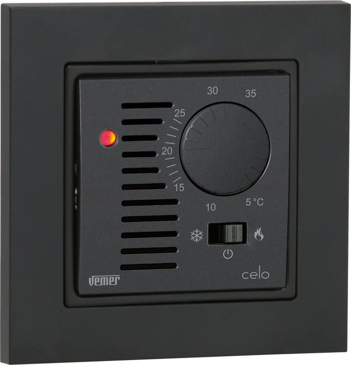 VEMER VE789401 CELO INT - Heizungsthermostat mit Drehknopf, Raumthermostat für Fussbodenheizung, Mon