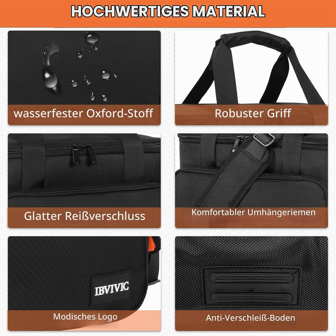 OUUTMEE DJ Tasche, DJ Cable File Bag, verstellbaren Trennwänden und Zwei separaten Taschen, 30x20x20