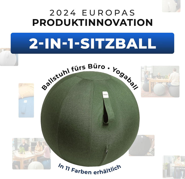 Sitzball Büro Ergonomisch 55 cm, Ergonomische Sitzmöbel für Büro und Heimbüro, Langlebiger Stoff, Gy