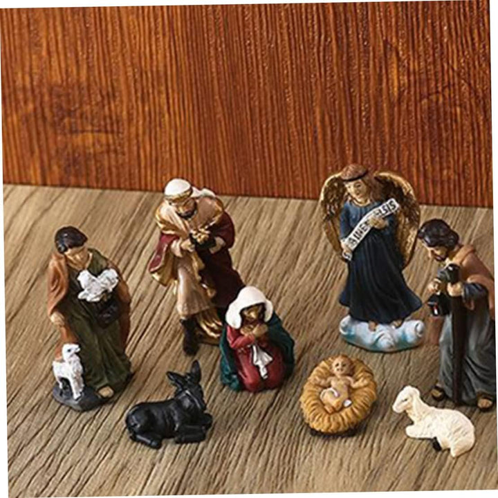 Krippe Miniaturfiguren Weihnachtsfestigungen Mini Inspirierende Harzschmuck Weihnachtsgebättlichkeit