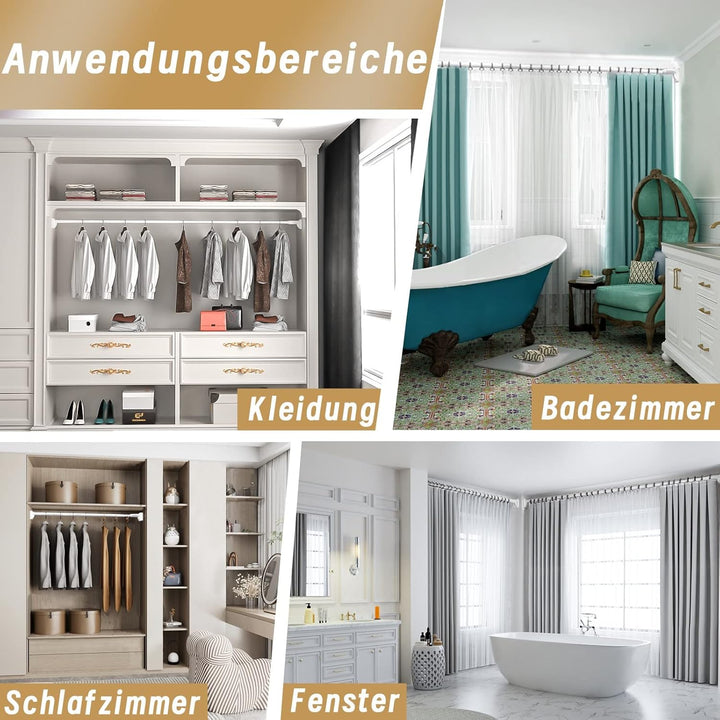 Gardinenstange ohne Bohren - Teleskopstange für Vorhänge, Belastbar bis 85kg, 75-120cm Länge, 33mm D