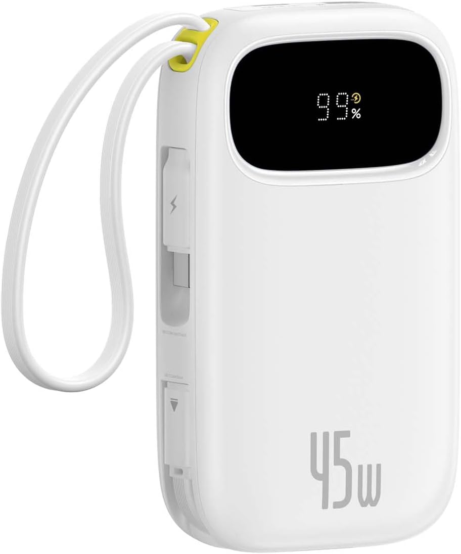 Baseus QPow3 Powerbank 45W 20000mAh mit 2 integriertem USB-C Kabel, Power Bank PD3.0 QC4.0, 3 3 C 1