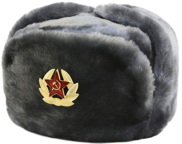 Russische Sowjetarmee Pelz Militär Cossack Ushanka Hut Grau XL Grau, XL Grau