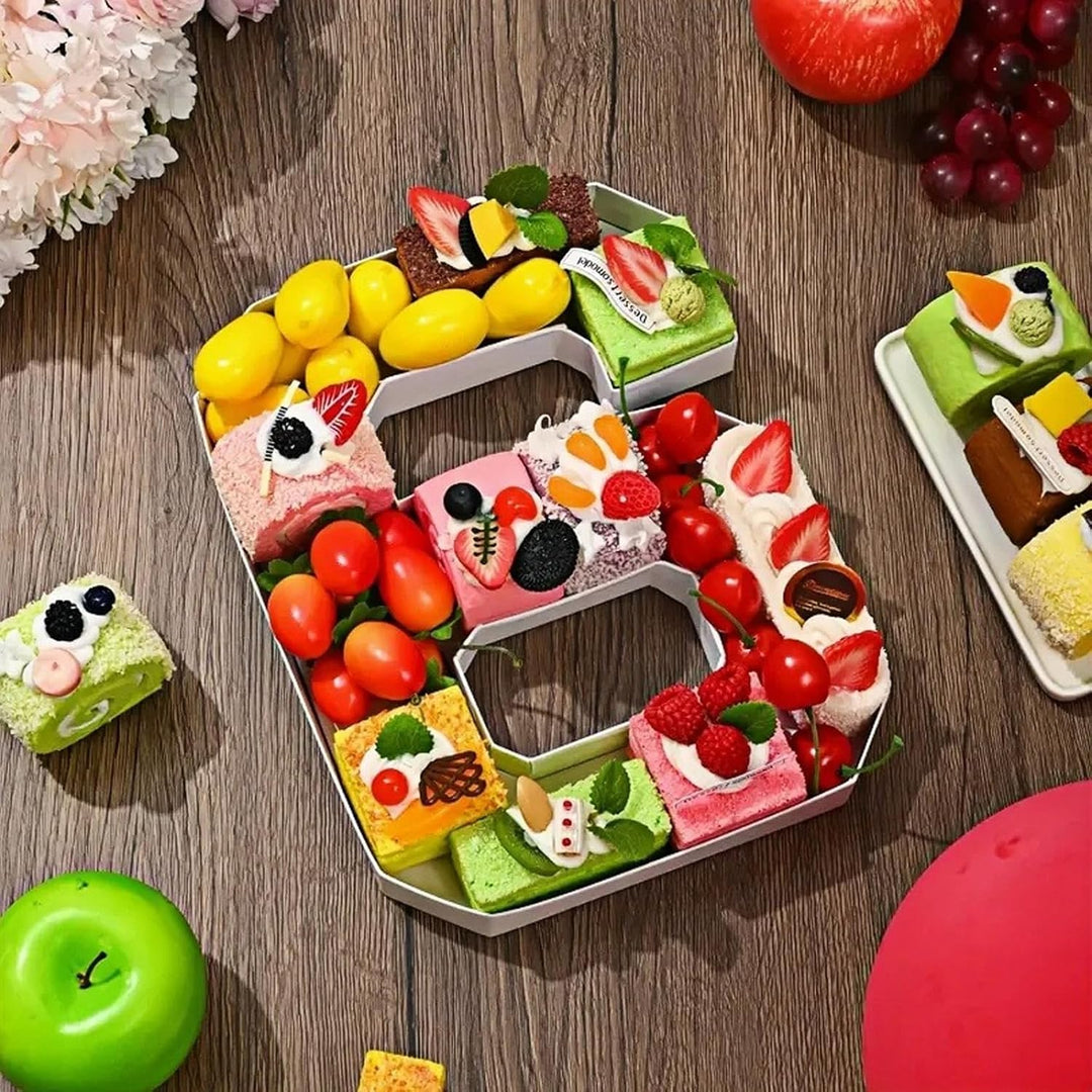 2026 Charcuterie Numbers Befüllbares Essenstablett aus weissem Karton für Abschlussfeiern als Tafela