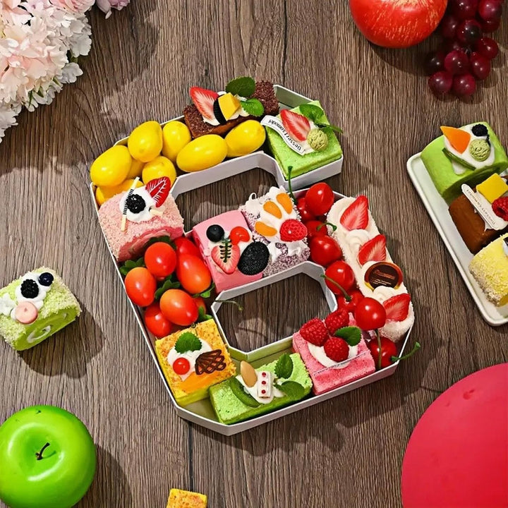 2026 Charcuterie Numbers Befüllbares Essenstablett aus weissem Karton für Abschlussfeiern als Tafela