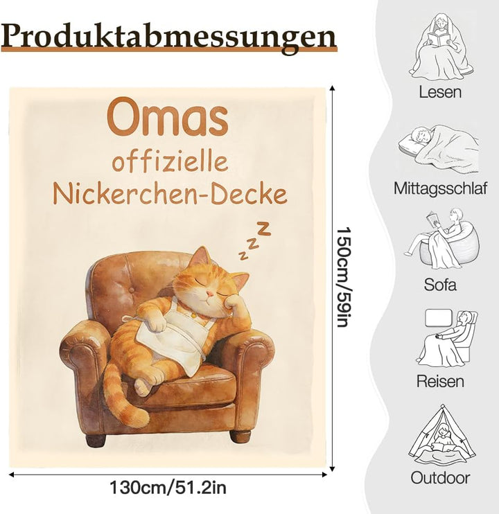 Mama Geschenk Kuscheldecke 150×130CM Flanelldecke Schlafdecke für Mama Katzenmam Oma Muttertagsgesch