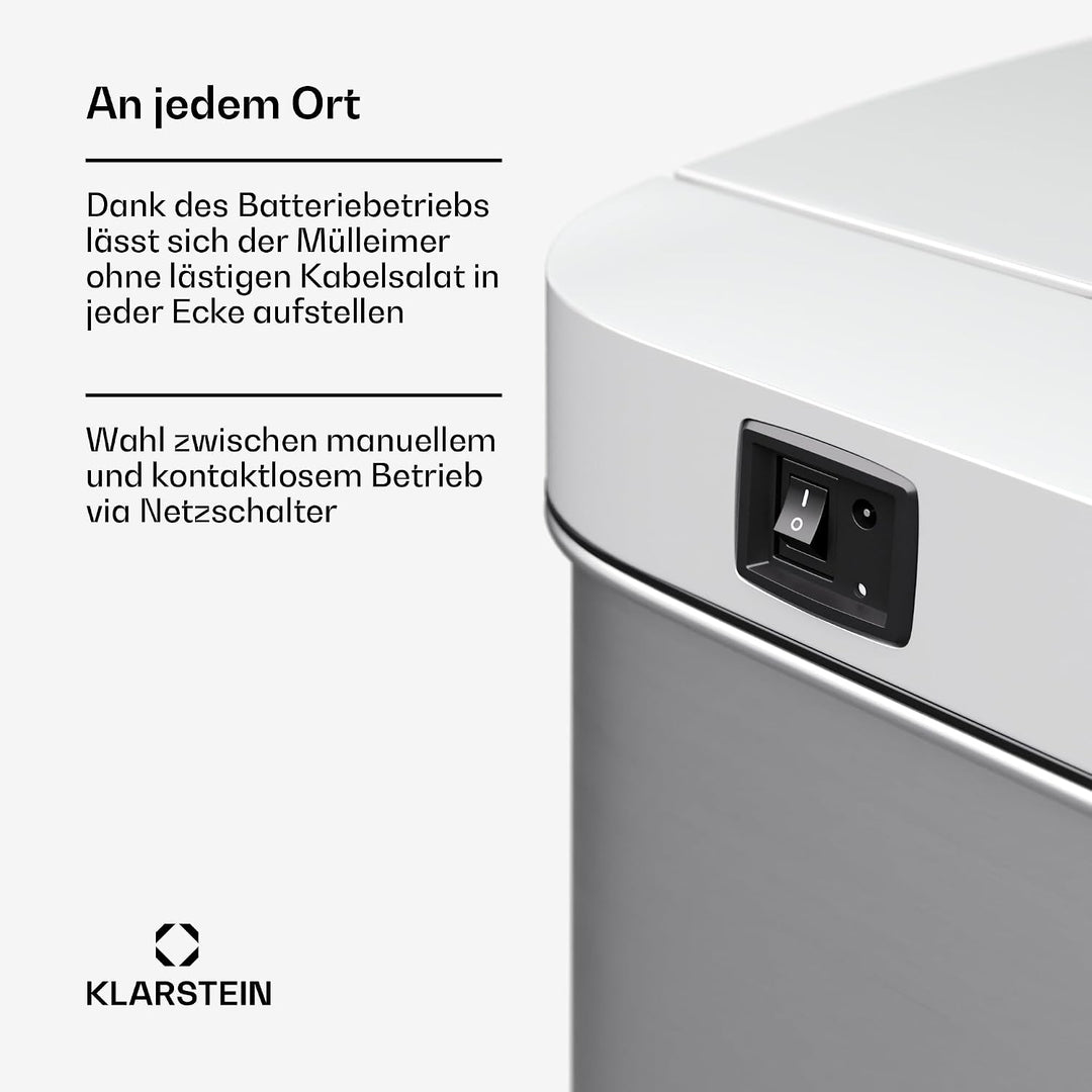 Klarstein 60 L Edelstahl-Sensormülleimer mit Softclose-Deckel, LED-Bedienfeld, berührungslos - zweif