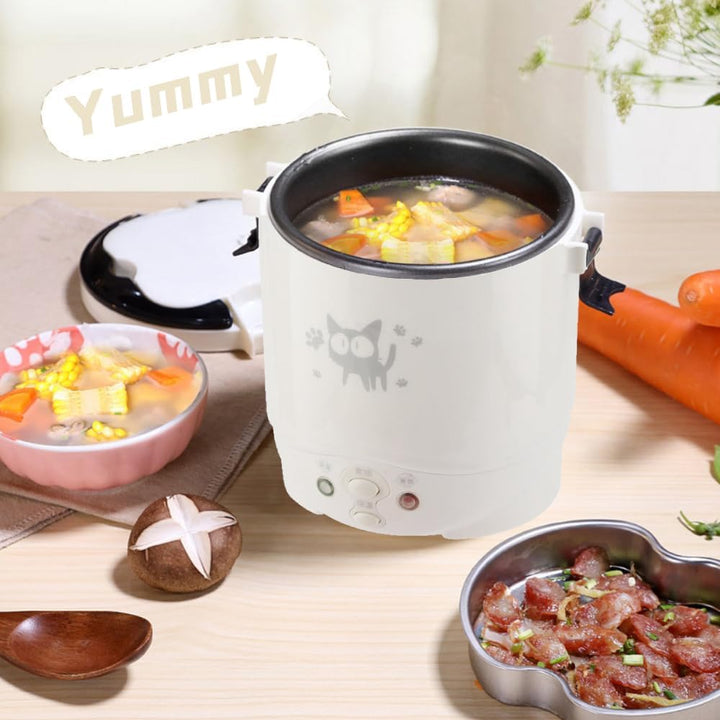 Mini Elektrischer Reiskocher für Auto, 12V, 100W, 1L Kapazität, USB-Anschluss, Tragbarer Dampfgarer