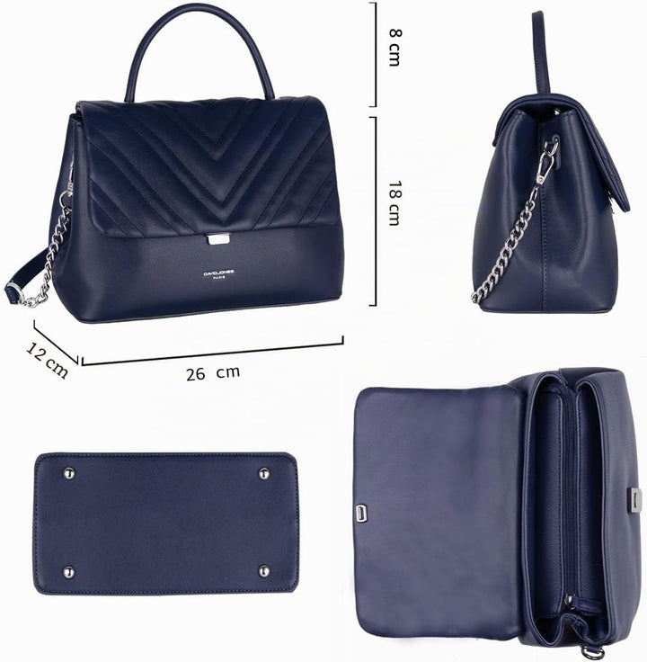 David Jones - Damen Umhängetasche - Frau Handtasche Gesteppte PU Leder - Steppmuster Tasche Mittelgr