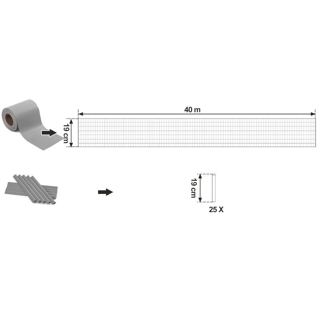 SONGMICS PVC Sichtschutzstreifen, Zaunfolie 40 m x 19 cm, extra dick und Blickdicht, mit 25 x Befest