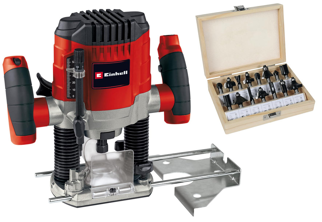 Einhell Oberfräse TC-RO 1155 Kit (1100 Watt, Ø 6 und 8 mm, Drehzahlregulierung, Parallelanschlag, Ab