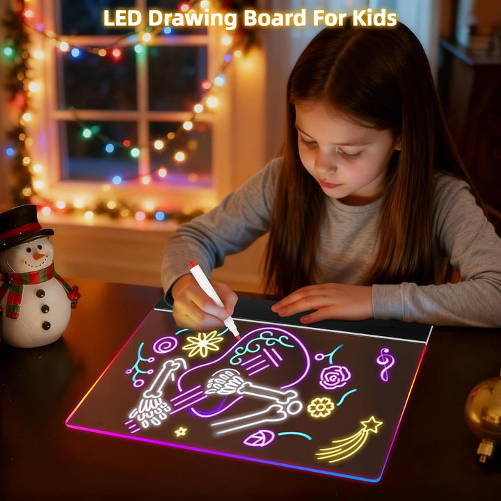 Sprifityy LED Notiztafel mit Farben,LED Zeichenbrett,35x26 cm,4 Licht Modi