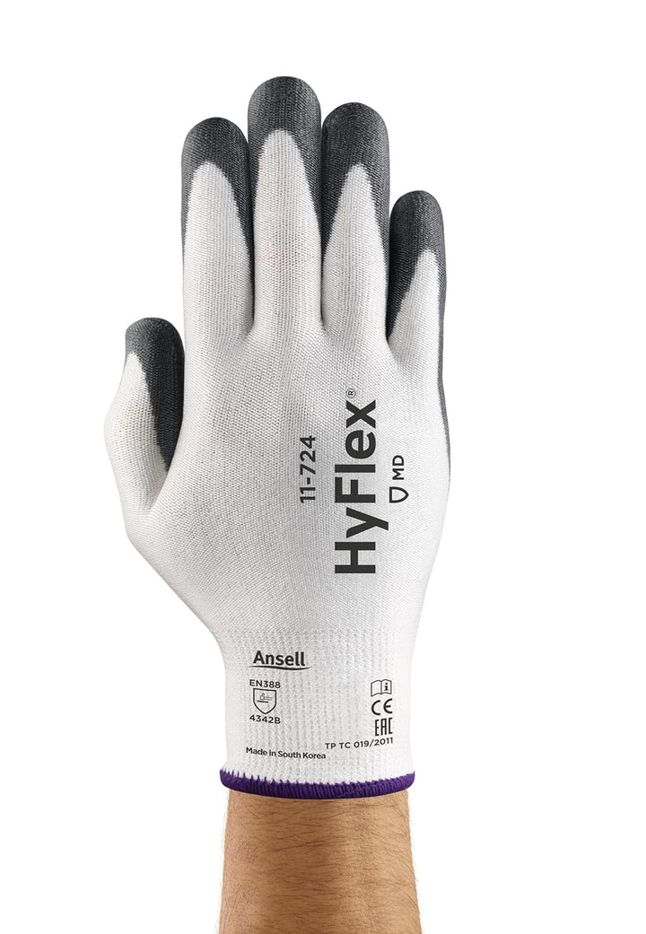 Ansell HyFlex 11-724 Schnittschutz-Handschuhe, Mechanikschutz, Weiss, Grösse 8 (12 Paar pro Beutel)