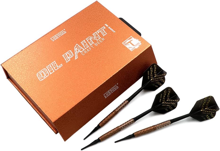 CUESOUL Soft Tip 90% Tungsten Dart Set mit Ölfarbe Finish und ROST Flights 21g handgemachtes bier, 2