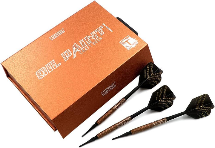 CUESOUL Soft Tip 90% Tungsten Dart Set mit Ölfarbe Finish und ROST Flights 21g handgemachtes bier, 2