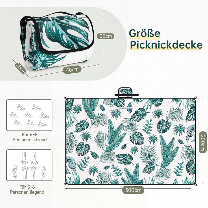 HAUSPROFI Picknickdecke 200x300, wasserdicht & isoliert - XXL Outdoor Decke für Picknick, Strand, Ca