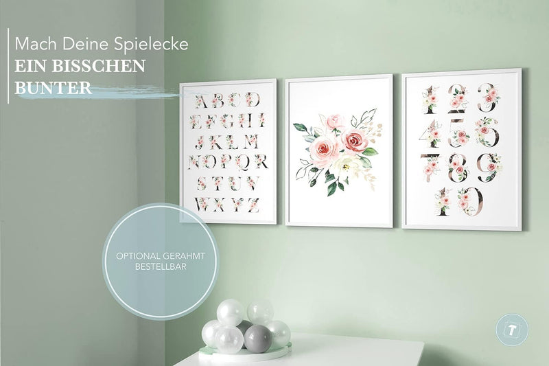 Papierschmiede® Kinderposter 3er Set Lernposter, DIN A2 Wanddeko, Geschenk für Mädchen Kinderzimmer