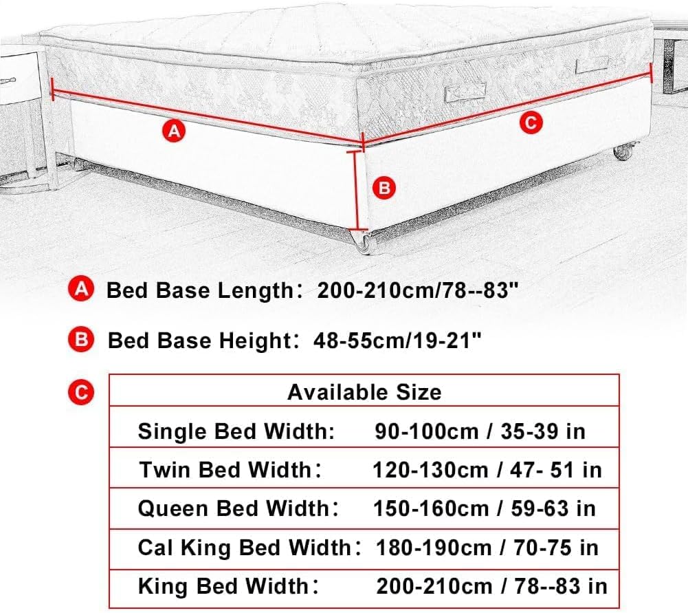DUJUIKE Diwan Bettgestell Bettrock, Bettrahmenbezug aus Samt, vollständig elastisch um die Basis Ihr