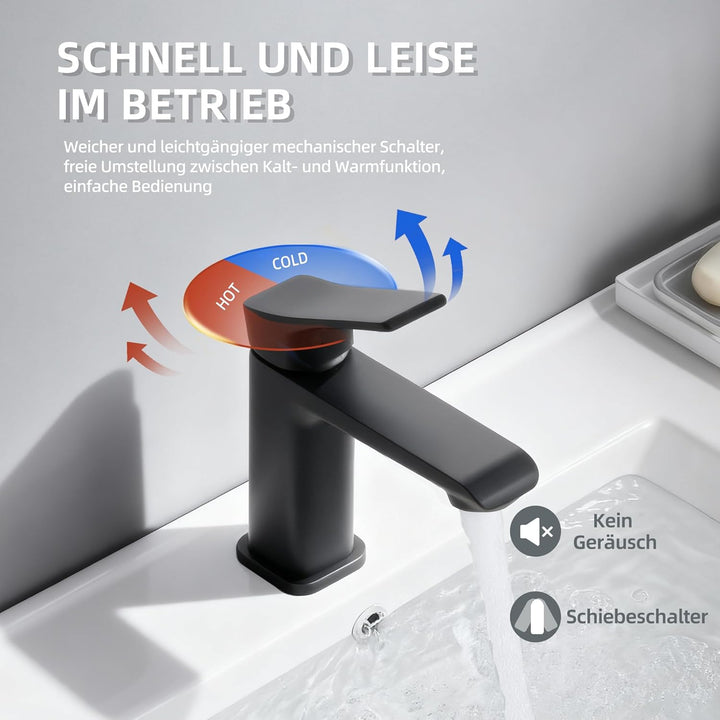 BELZ Wasserhahn Bad,Waschtischarmatur Einhandmischer Armatur Waschbecken mit Auslauf Höhe 82 MM,Wass