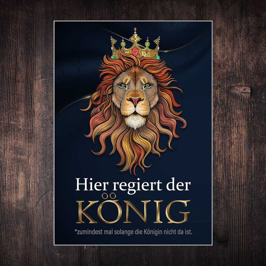 wandmotiv24 Poster als Wanddeko, Grösse Din A0, Hier regiert der König, Löwe, Königin, Afrika, Tiere