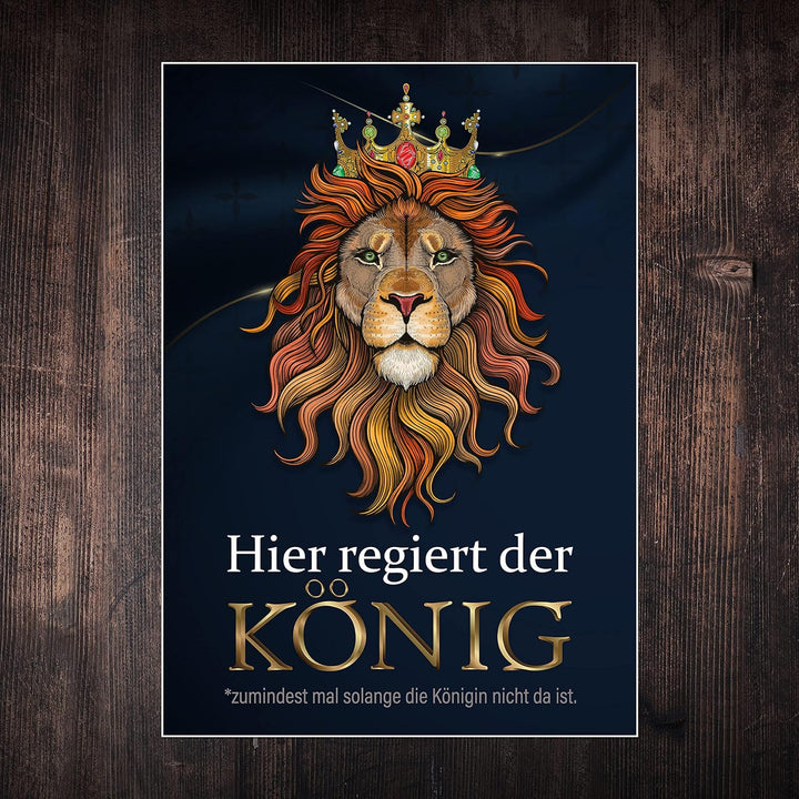 wandmotiv24 Poster als Wanddeko, Grösse Din A0, Hier regiert der König, Löwe, Königin, Afrika, Tiere