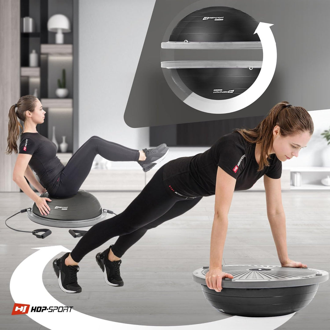 Hop-Sport Balance Ball HS-L058B Balancetrainer Gymnastikball mit Expander & Pumpe für Fitness, Stabi