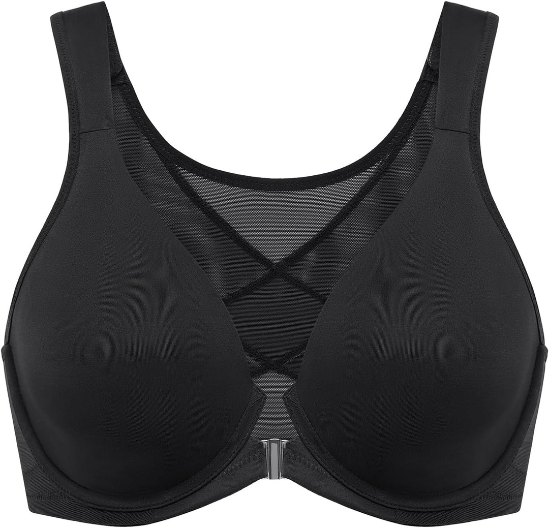 DELIMIRA Damen BH mit Vorderverschluss Grosse Grössen Haltungskorrektur Seamless BHS mit Bügel Tshir