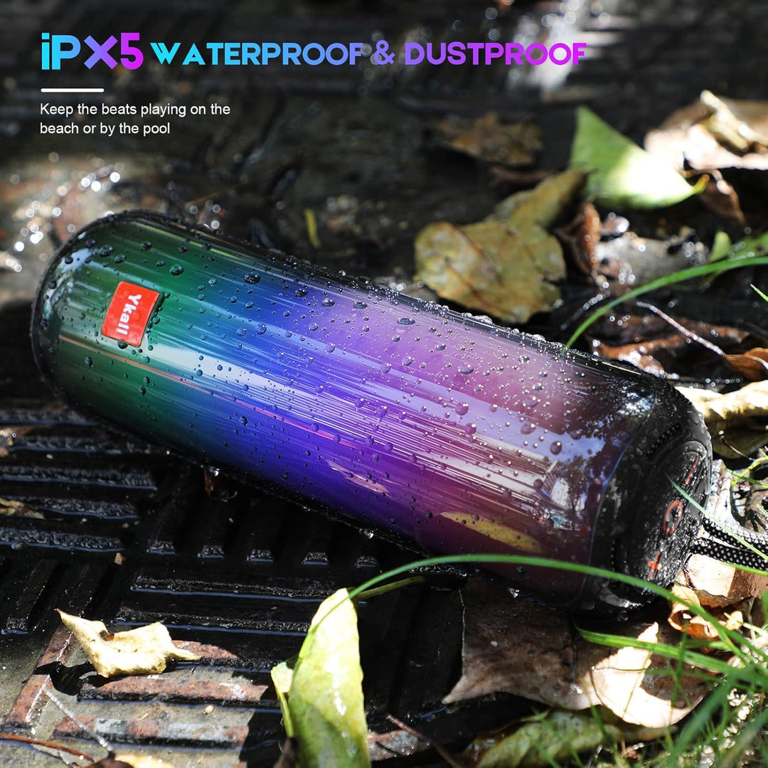 Bluetooth Lautsprecher mit Licht, Tragbarer 20W Musikbox mit 360° HD Stereo Sound, 24 Std. Spielzeit