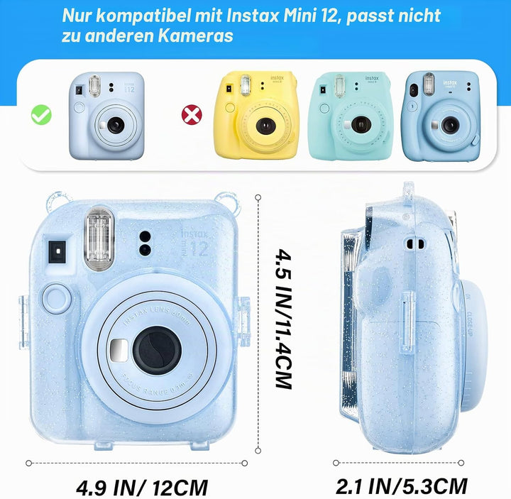 Glitter Kamera Tasche mit Film Tasche Kompatibel mit Fujifilm Instax Mini 12, für Instax Mini 12 Gli