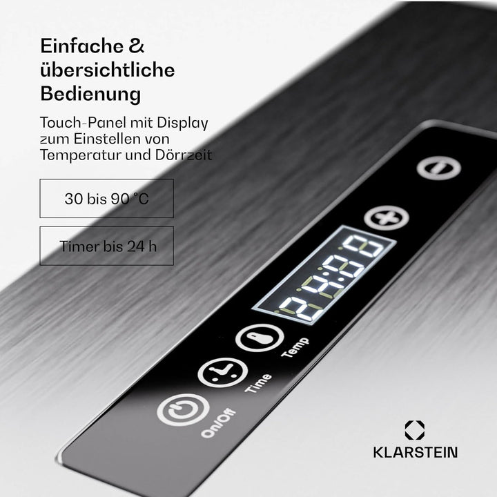 Klarstein Dörrgerät, Dörrautomat für Gemüse, Obst, Pilze & Fleisch, 2000W Edelstahl-Dörrautomat, Tro