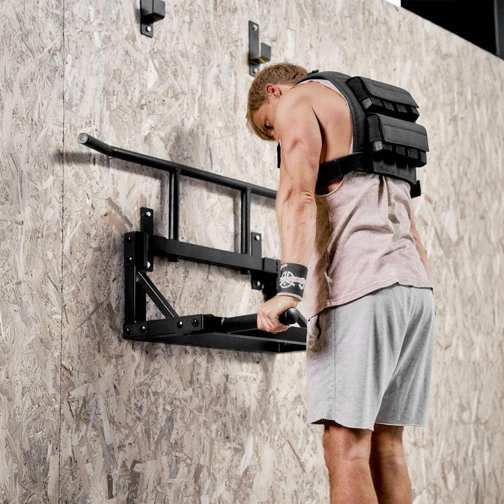 Klimmzugstange Wand 2 in 1 Klimmzüge & Dips | Verstärkter Stahl, Max. Belastung 250 kg | Wandmontage