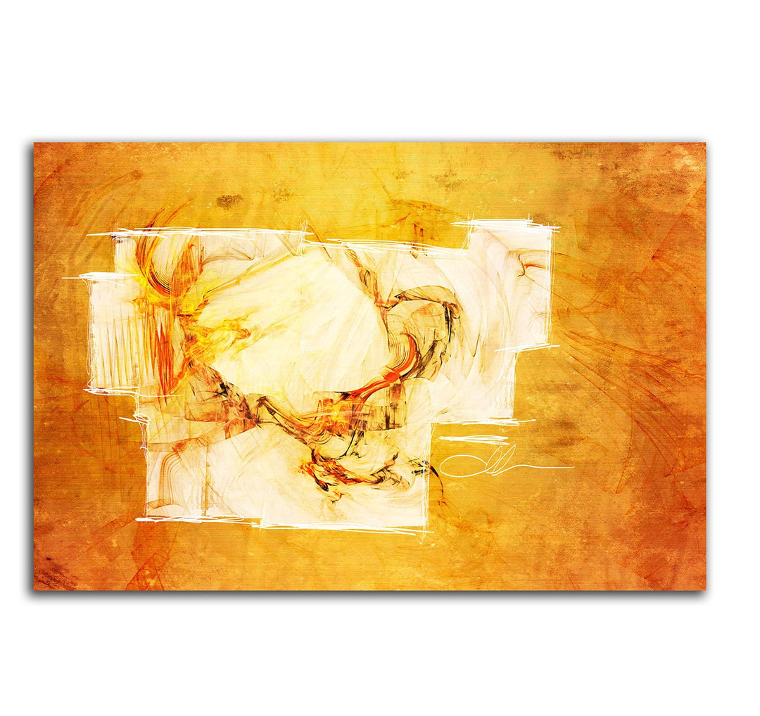 Abstraktes Bild auf Leinwand weiss orange-braun rot Abstrakt110_cm_dekoratives LeinLeinwandbild Lein