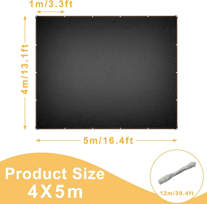 Sonnensegel 4x5m Rechteckig UV-Schutz 95% Winddurchlässig Robust für Garten Terrasse Balkon aus reis