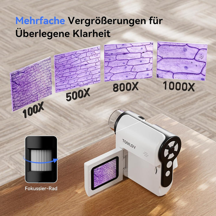 TOMLOV P20 Handheld Digital Mikroskop für Kinder, Mehrere Taschenmikroskop, Tragbare 1080P DV-Kamera