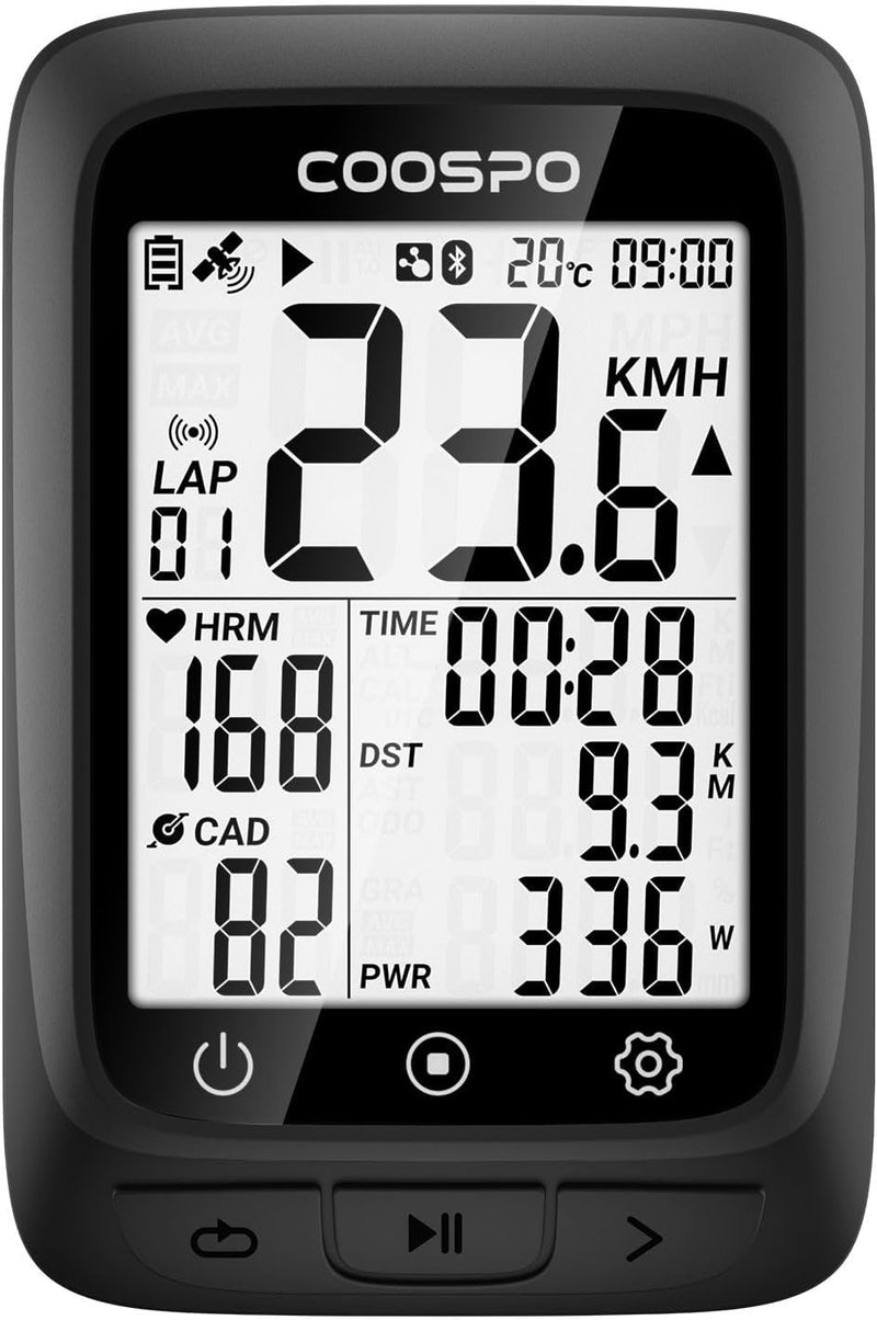 COOPSO BC107 Fahrradcomputer GPS Kabellos Drahtloser Fahrradtacho Kilometerzähler, Bluetooth5.0 ANT+