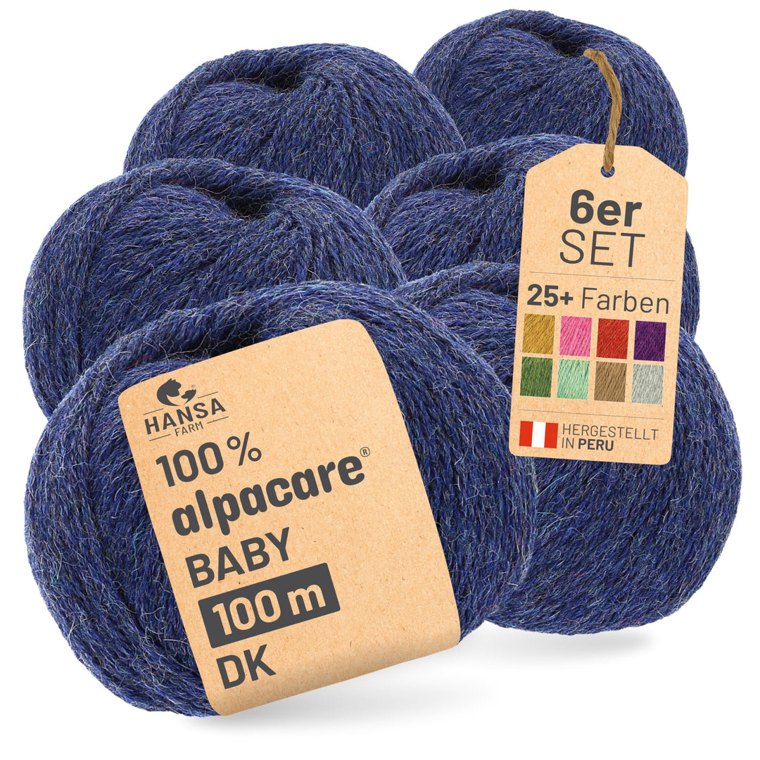 Alpacare 100% die 1. maschinenwaschbare Baby Alpakawolle - 300 Set DK (6 x 50g) - kratzfreie Alpaka
