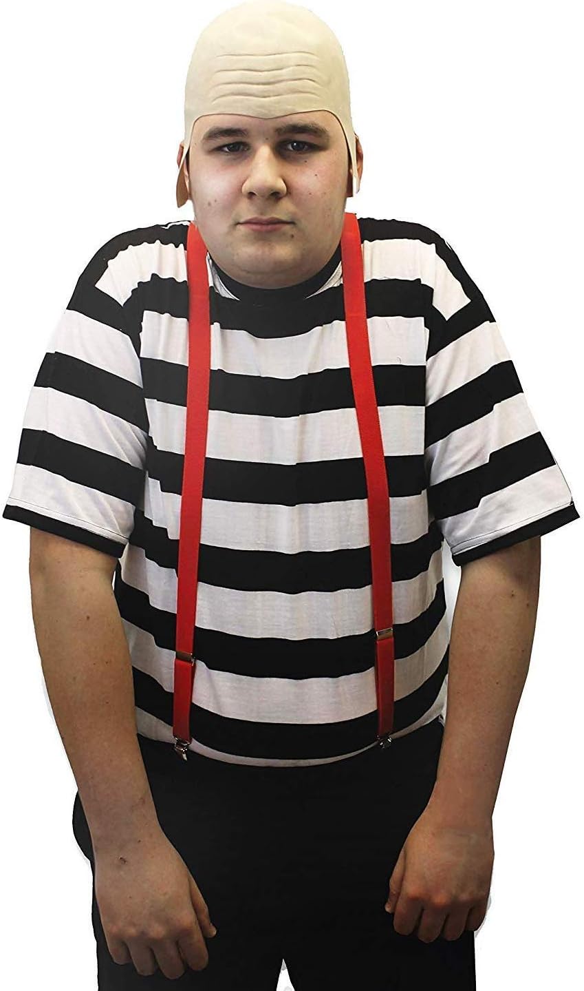 WONDERLAND TWINS HALLOWEEN-KOSTÜM, SCHWARZ, ROT, WEISS, GR. S-HOSENTRÄGER BALD CAP BRUST, GR. 36-52