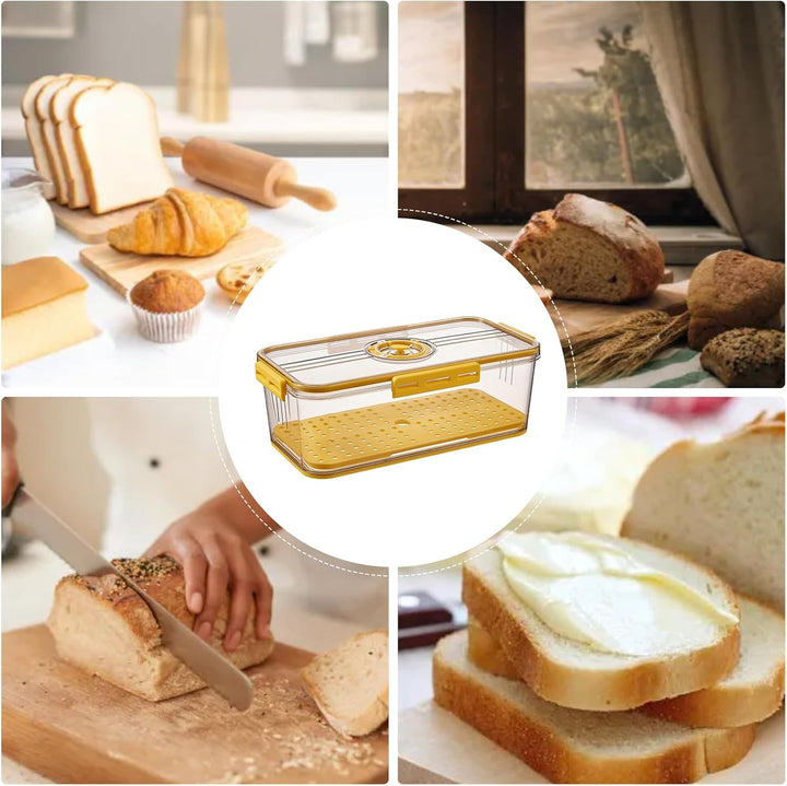 Brotbox mit Zeitaufzeichnung, 32,5 x 17,5 x 11 cm, Brotbehälter mit Luftventil, ABS-Brothalter für B
