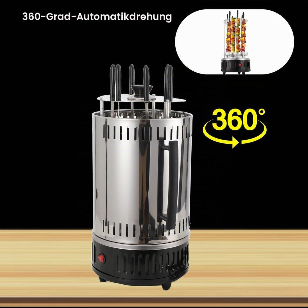 L-home 1000W Vertikaler Elektrischer Grill, 230V/50Hz Elektrogrill Schaschlikgrill mit 6 Spiesse, 38